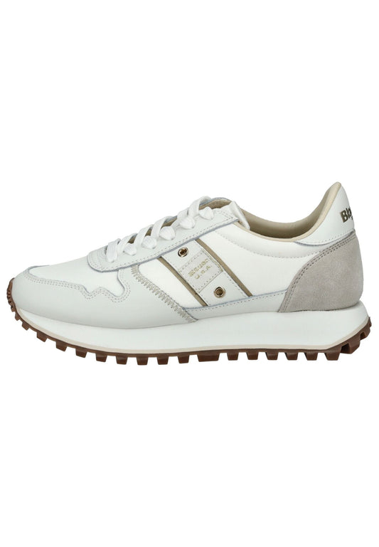 Blauer Sneaker Leder/Textil Weiß