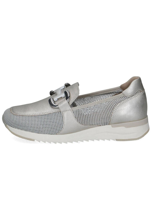 Caprice Slipper Leder/Textil Platin