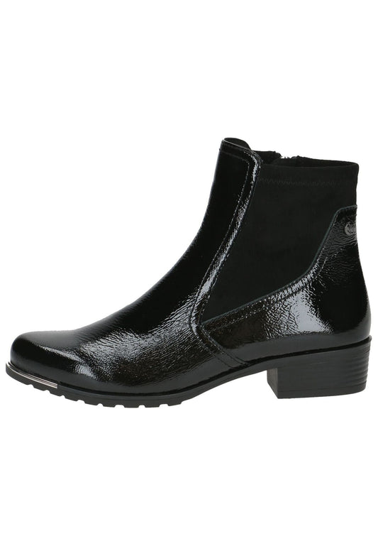 Caprice Stiefelette Leder/Textil Schwarz Lack Warmfutter