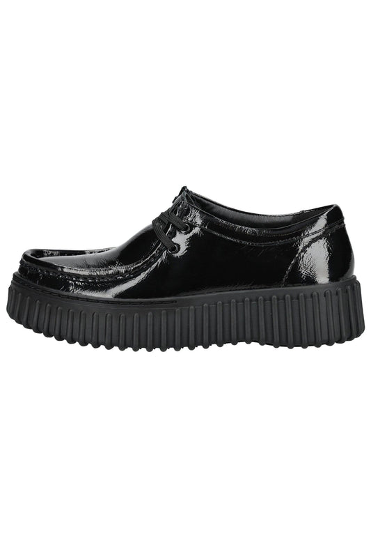 Clarks Halbschuhe Leder Schwarz Lack