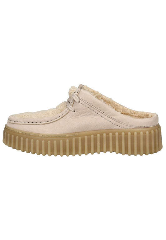 Clarks Pantoletten Leder Sand Warmfutter