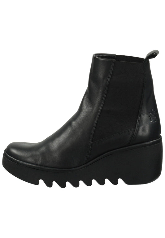 FLY London Stiefelette Leder/Textil Schwarz/Schwarz Warmfutter