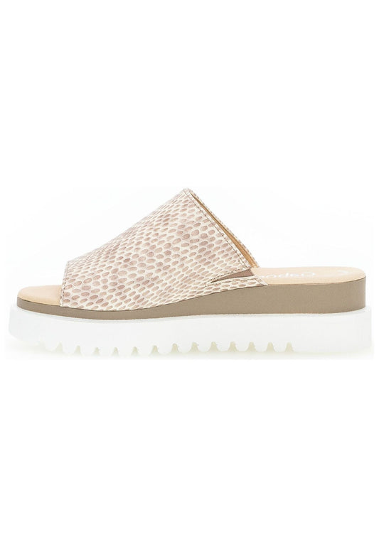 Gabor Pantoletten Leder/Textil Gold/Beige