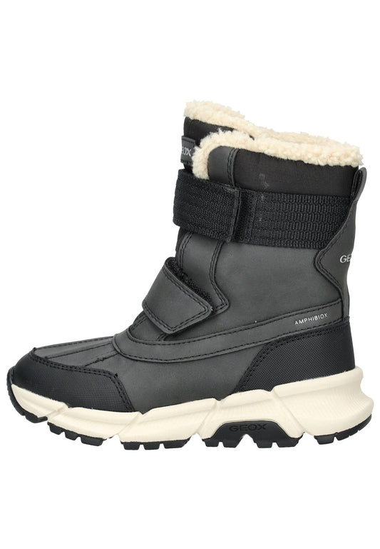 Geox Stiefel Lederimitat/Textil Schwarz Warmfutter
