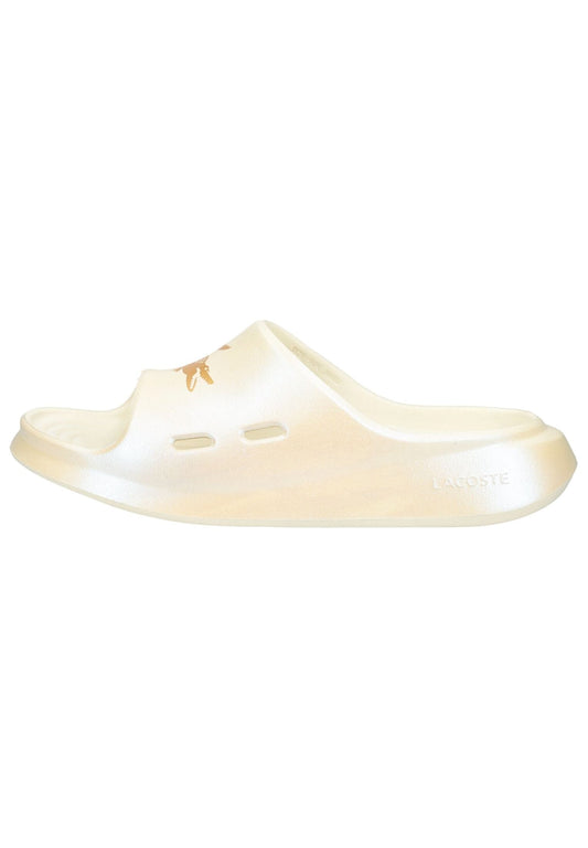 Lacoste Pantoletten Lederimitat Weiß/Gold