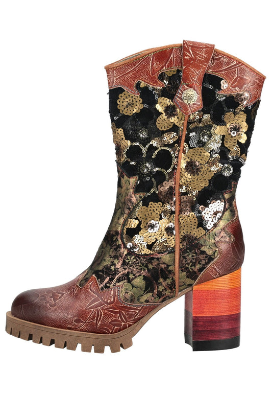 Laura Vita Stiefel Leder/Textil Kastanie