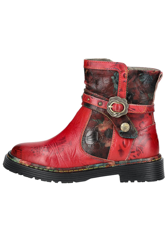 Laura Vita Stiefelette Leder/Textil Weinrot