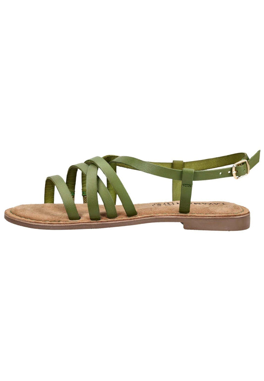 Lazamani Sandalen Leder/Textil Grün