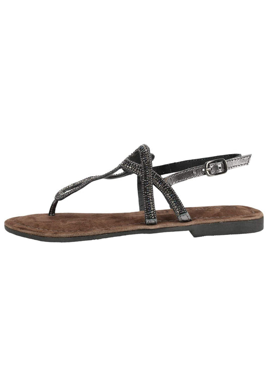 Lazamani Sandalen Leder/Textil Pewter