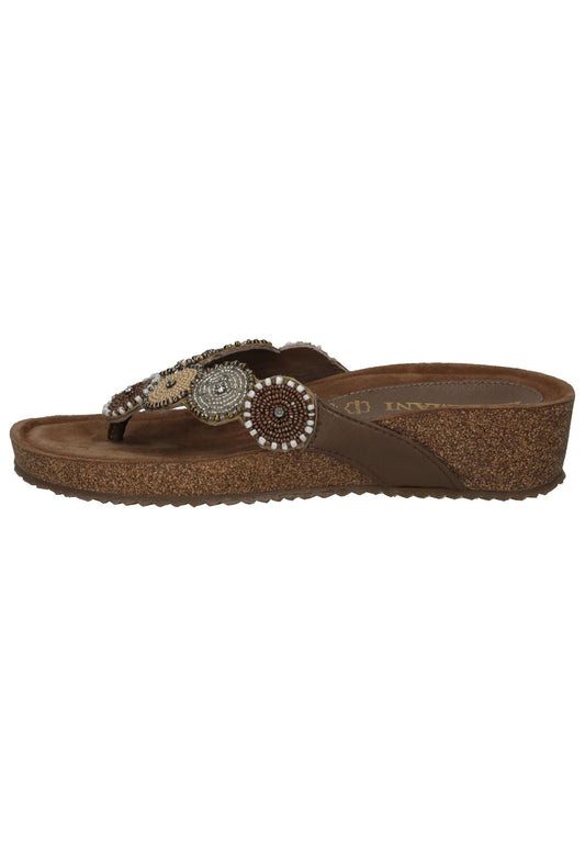 Lazamani Zehensteg Leder Beige