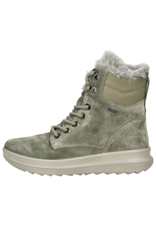 Legero Stiefelette Nubukleder Hellgrün Warmfutter