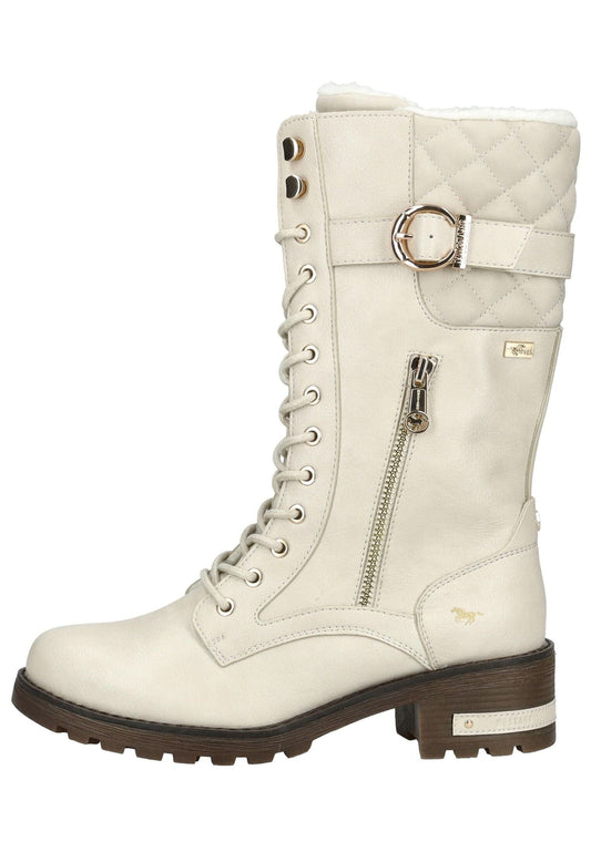Mustang Stiefel Lederimitat Cream Warmfutter