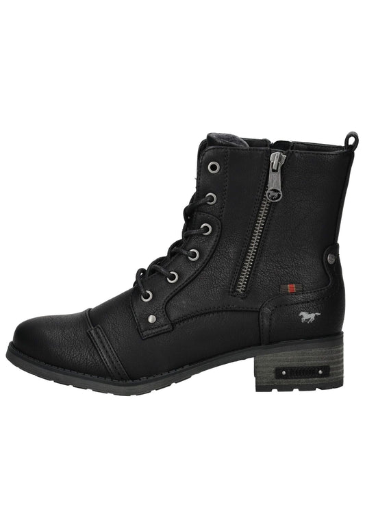 Mustang Stiefelette Lederimitat Schwarz Warmfutter