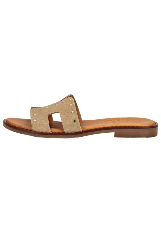 Oh! My Sandals Pantoletten Leder Hellbraun