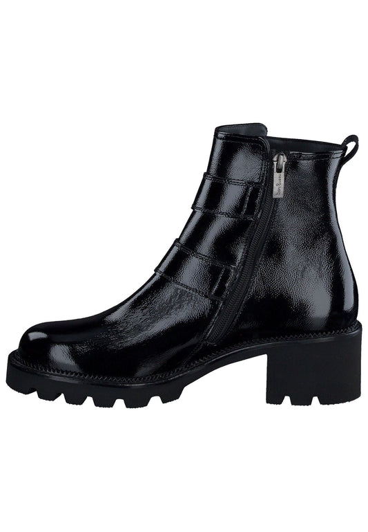 Paul Green Stiefelette Leder Schwarz Lack