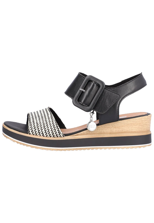 Remonte Sandalen Glattleder Schwarz Kombi