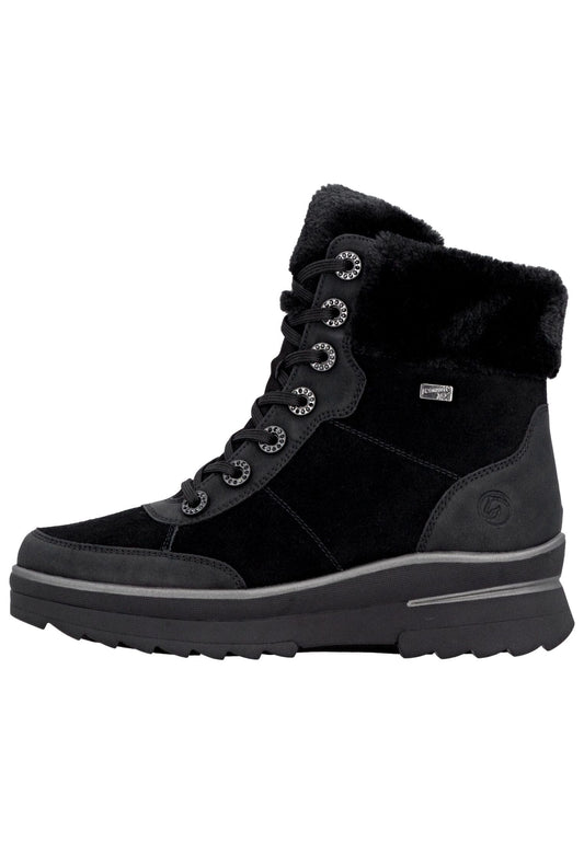 Remonte Stiefelette Veloursleder/Textil Schwarz/Schwarz Warmfutter
