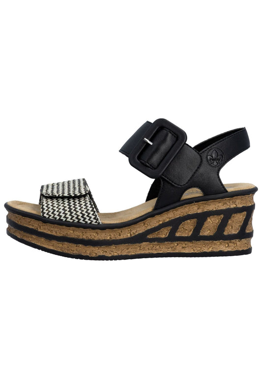 Rieker Sandalen Textil Schwarz/Beige