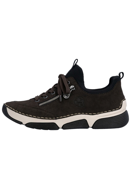 Rieker Sneaker Lederimitat Schwarz/Braun