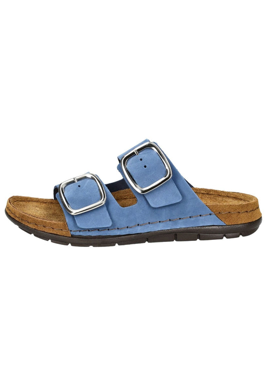 Rohde Pantoletten Nubukleder Blau