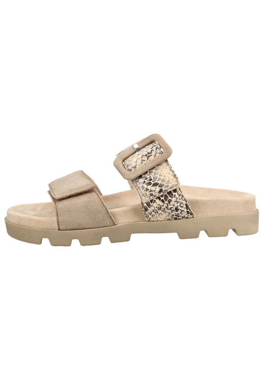 Rohde Pantoletten Veloursleder Beige