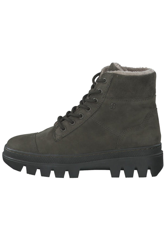 s.Oliver Stiefelette Veloursleder Khaki Warmfutter