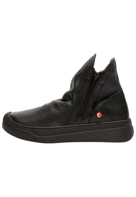 softinos Stiefelette Leder Schwarz Warmfutter