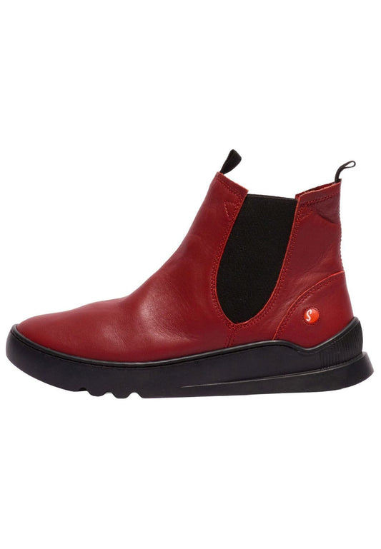 softinos Stiefelette Leder/Textil Rot Warmfutter