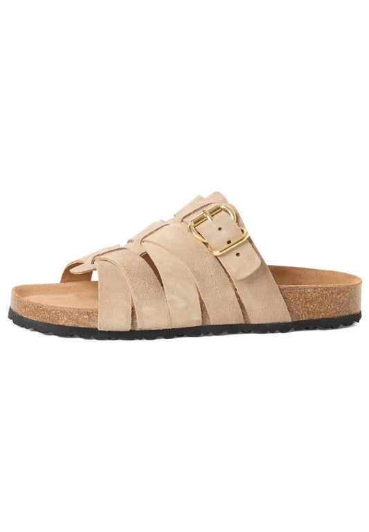 Tamaris Pantoletten Veloursleder Taupe