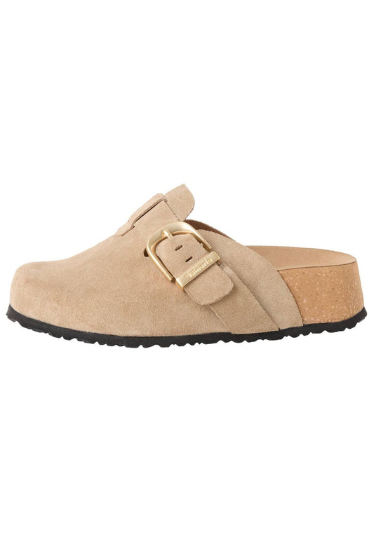 Tamaris Pantoletten Veloursleder Taupe