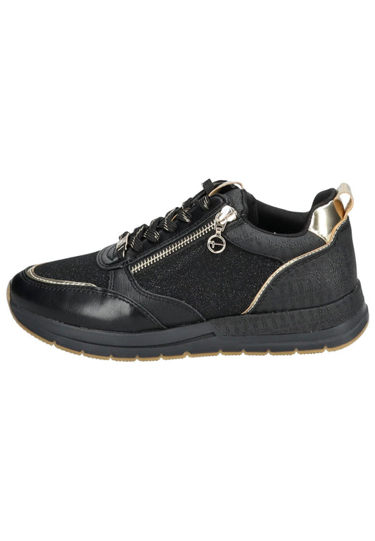 Tamaris Sneaker Lederimitat/Textil Schwarz/Gold