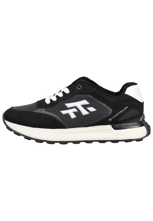 Tom Tailor Sneaker Lederimitat/Textil Schwarz/Weiß
