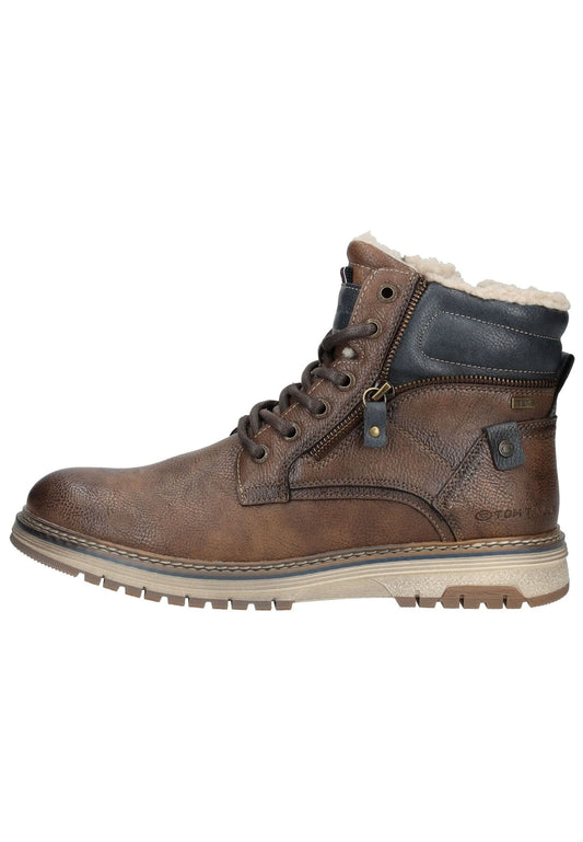 Tom Tailor Stiefelette Lederimitat Mokka Warmfutter
