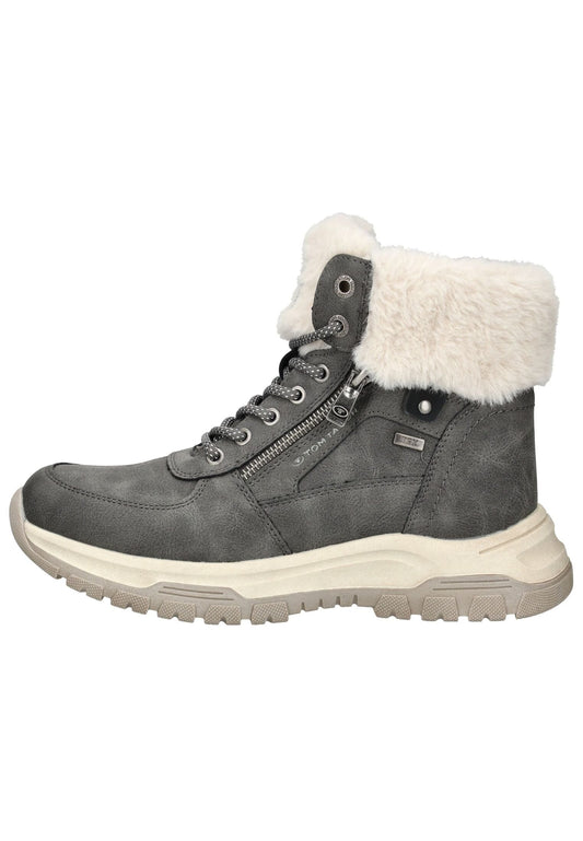 Tom Tailor Stiefelette Lederimitat/Textil Coal Warmfutter