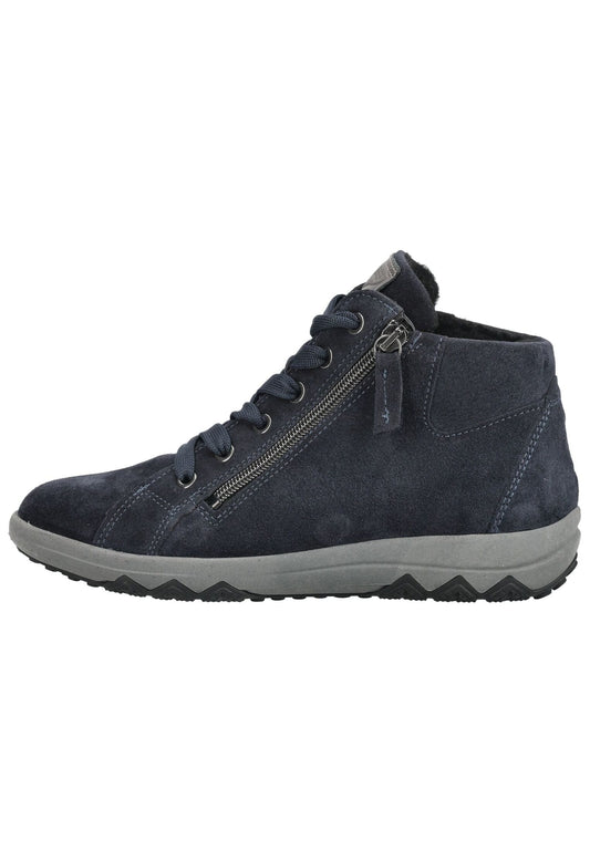Waldläufer Stiefelette Veloursleder Dunkelblau/Grau