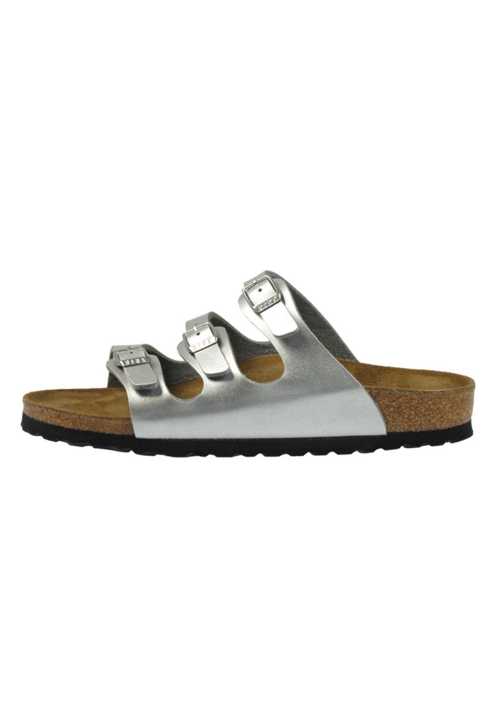 Birkenstock Pantoletten Birko-Flor Silber - surf4shoes