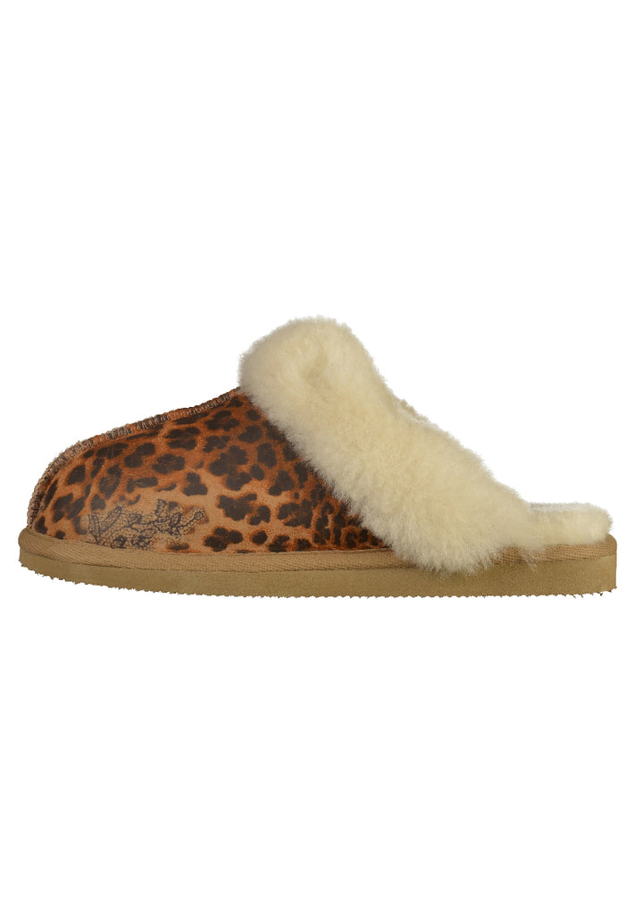 Shepherd Hausschuhe Leder Leopard - surf4shoes