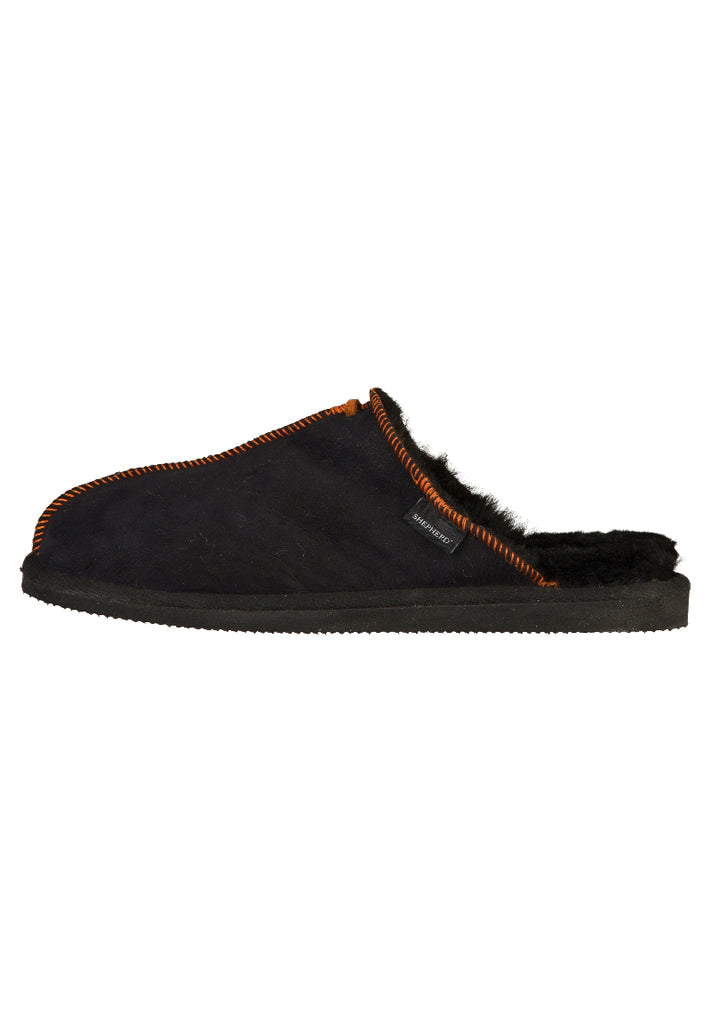 Shepherd Hausschuhe Leder Schwarz - surf4shoes