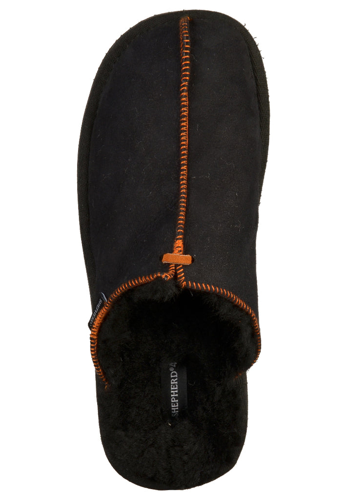 Shepherd Hausschuhe Leder Schwarz - surf4shoes
