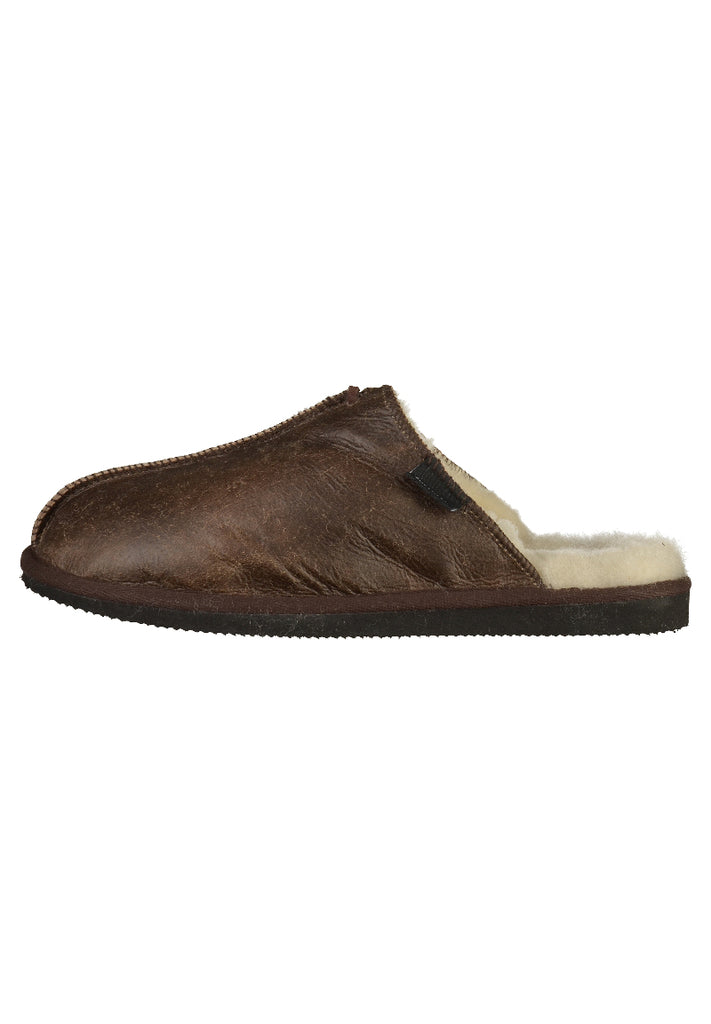 Shepherd Hausschuhe Leder Dunkelbraun Warmfutter - surf4shoes