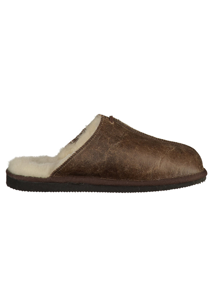 Shepherd Hausschuhe Leder Dunkelbraun Warmfutter - surf4shoes