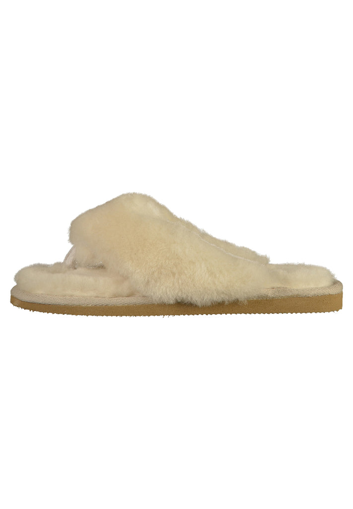 Shepherd Hausschuhe Leder Creme - surf4shoes