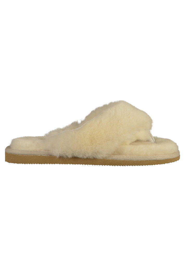 Shepherd Hausschuhe Leder Creme - surf4shoes