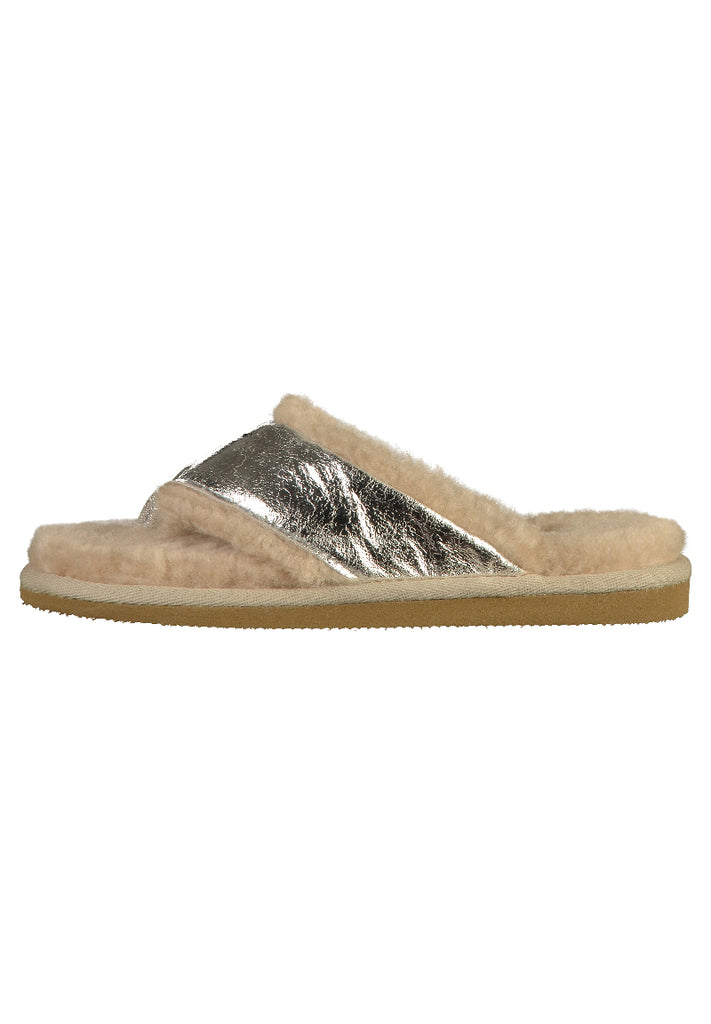 Shepherd Hausschuhe Leder Silber - surf4shoes