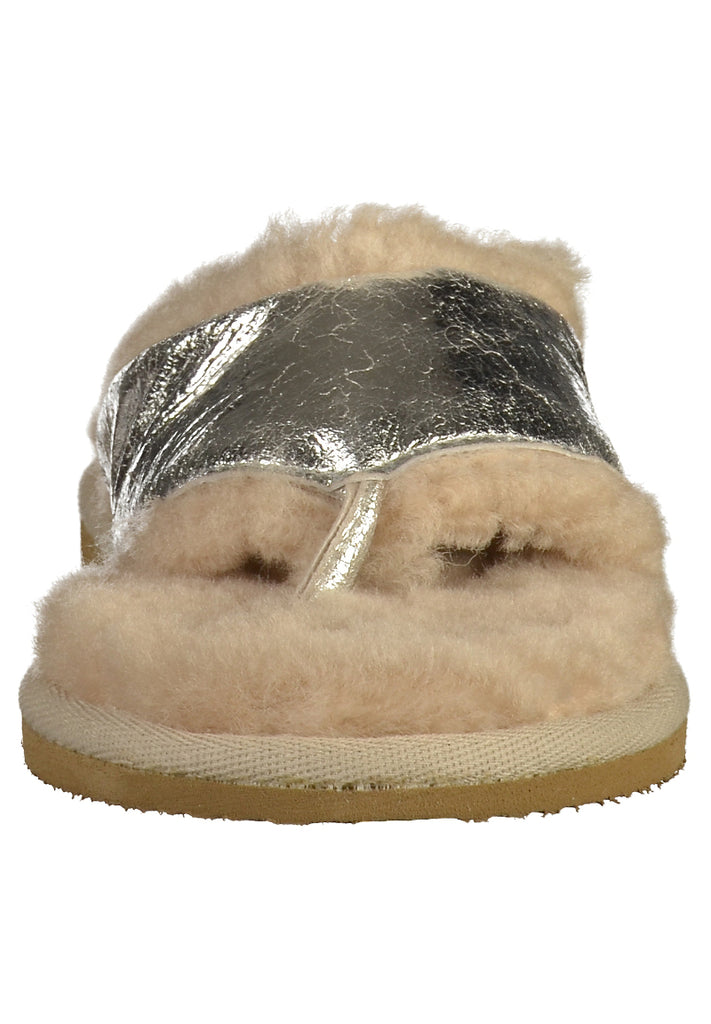Shepherd Hausschuhe Leder Silber - surf4shoes