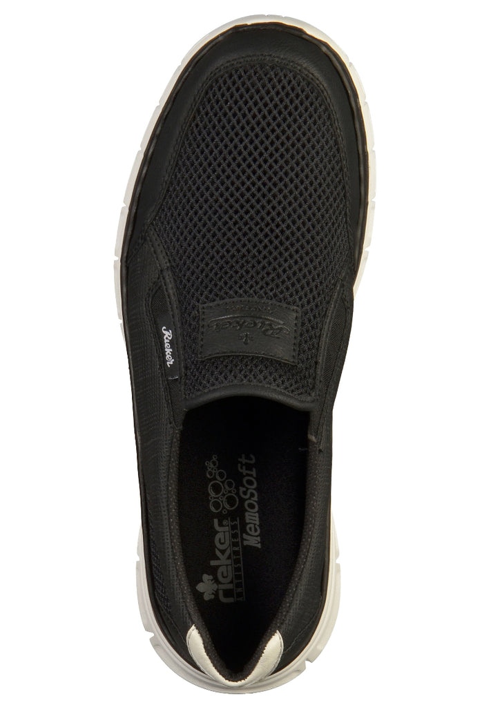 Rieker Slipper Lederimitat Schwarz - surf4shoes