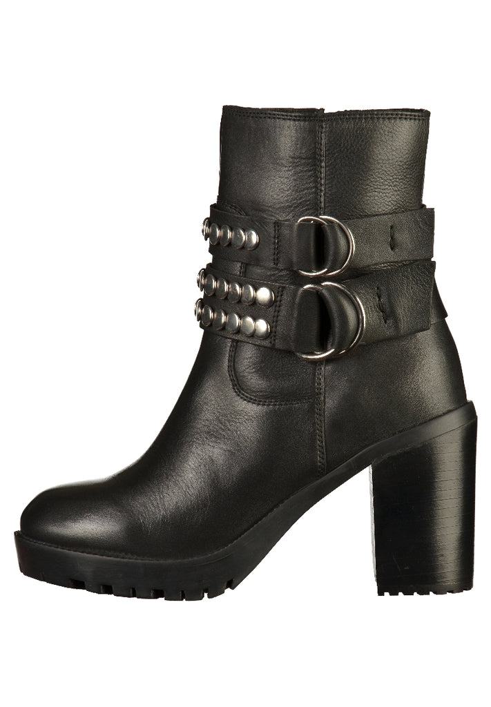 Bronx Stiefelette Leder Schwarz/Silber - surf4shoes
