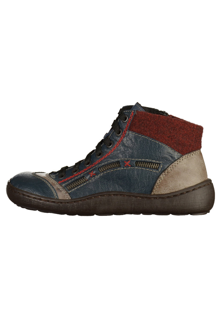 Rieker Stiefelette Glattleder Blau - surf4shoes