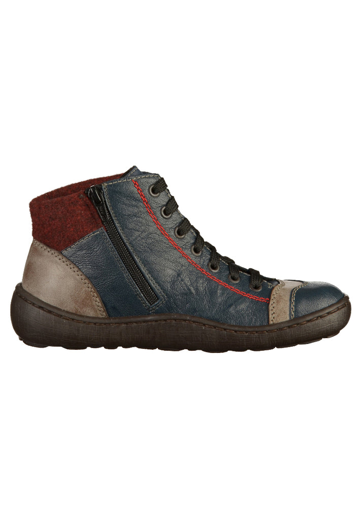 Rieker Stiefelette Glattleder Blau - surf4shoes