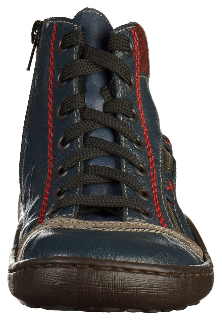 Rieker Stiefelette Glattleder Blau - surf4shoes